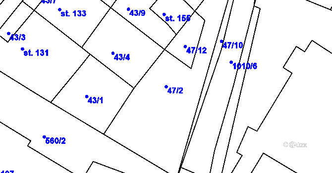 Parcela st. 47/2 v KÚ Bohdalice, Katastrální mapa