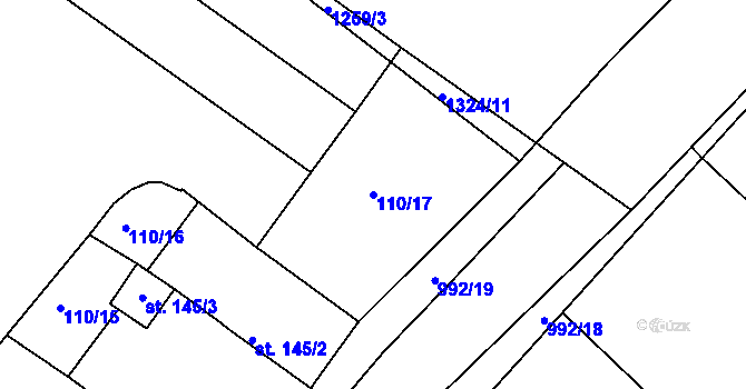 Parcela st. 110/17 v KÚ Bohdalice, Katastrální mapa