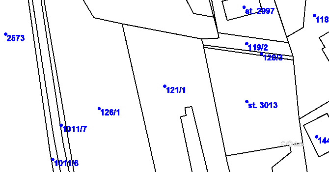 Parcela st. 121/1 v KÚ Bohdalice, Katastrální mapa