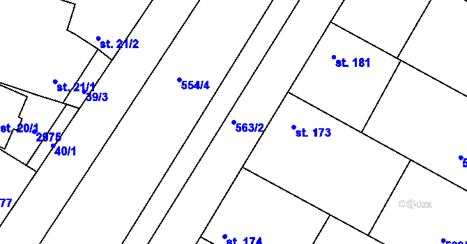 Parcela st. 563/2 v KÚ Bohdalice, Katastrální mapa
