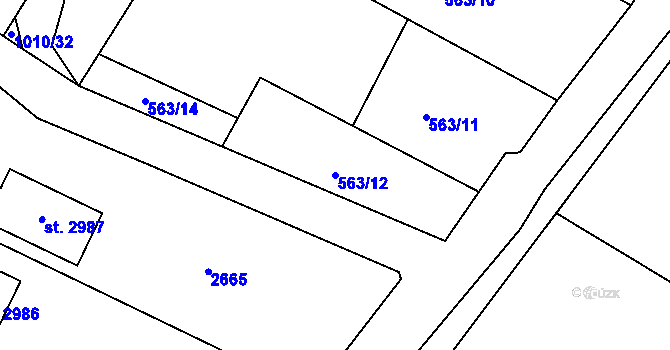 Parcela st. 563/12 v KÚ Bohdalice, Katastrální mapa