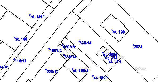 Parcela st. 630/14 v KÚ Bohdalice, Katastrální mapa