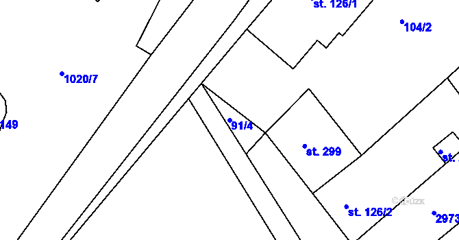 Parcela st. 91/4 v KÚ Bohdalice, Katastrální mapa