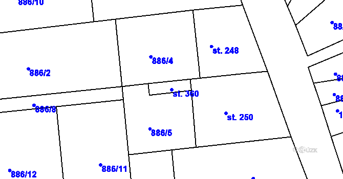 Parcela st. 360 v KÚ Bohdalice, Katastrální mapa