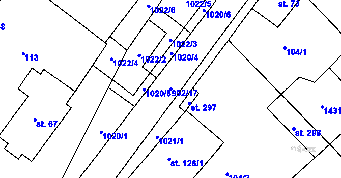 Parcela st. 992/17 v KÚ Bohdalice, Katastrální mapa