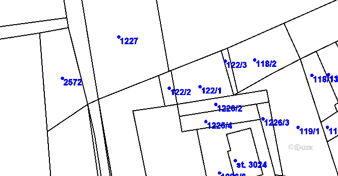 Parcela st. 122/2 v KÚ Bohdalice, Katastrální mapa