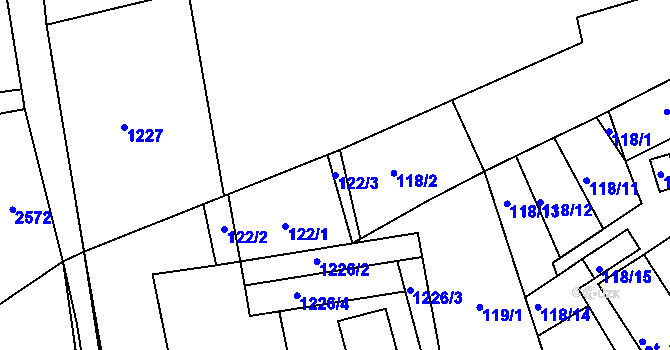 Parcela st. 122/3 v KÚ Bohdalice, Katastrální mapa