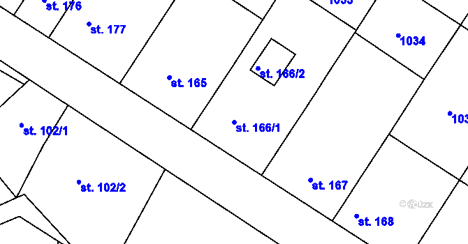 Parcela st. 166/1 v KÚ Bohdalice, Katastrální mapa