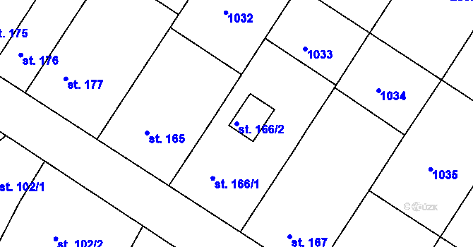 Parcela st. 166/2 v KÚ Bohdalice, Katastrální mapa