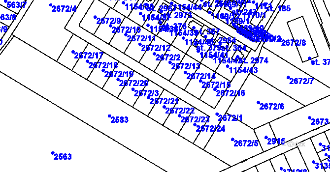 Parcela st. 2672 v KÚ Bohdalice, Katastrální mapa