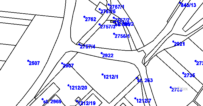 Parcela st. 2922 v KÚ Bohdalice, Katastrální mapa