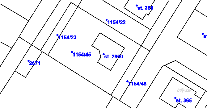 Parcela st. 2960 v KÚ Bohdalice, Katastrální mapa