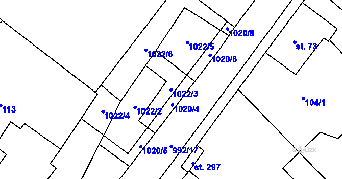 Parcela st. 1022/3 v KÚ Bohdalice, Katastrální mapa