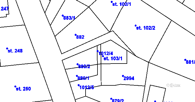 Parcela st. 1012/4 v KÚ Bohdalice, Katastrální mapa