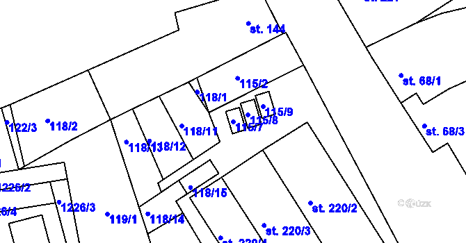 Parcela st. 115/7 v KÚ Bohdalice, Katastrální mapa