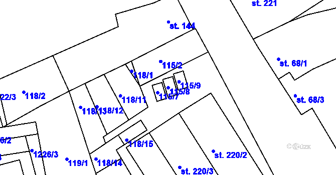 Parcela st. 115/8 v KÚ Bohdalice, Katastrální mapa