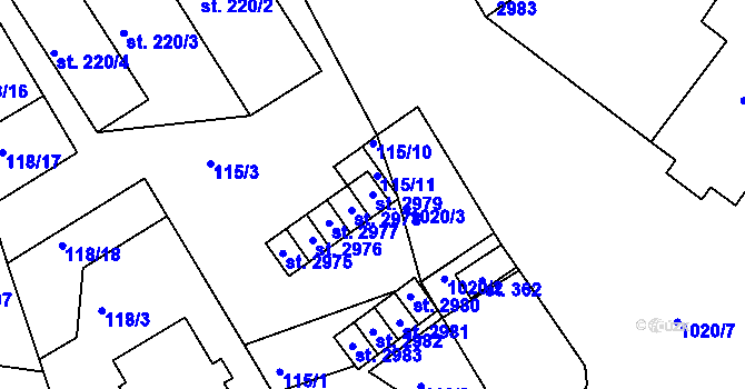 Parcela st. 2979 v KÚ Bohdalice, Katastrální mapa