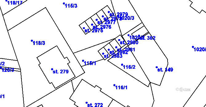 Parcela st. 2983 v KÚ Bohdalice, Katastrální mapa