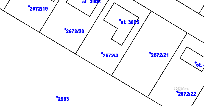 Parcela st. 2672/3 v KÚ Bohdalice, Katastrální mapa
