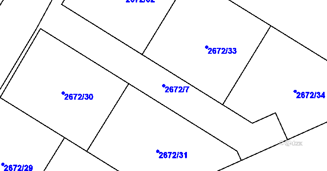 Parcela st. 2672/7 v KÚ Bohdalice, Katastrální mapa