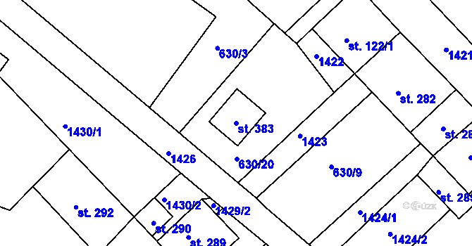 Parcela st. 383 v KÚ Bohdalice, Katastrální mapa