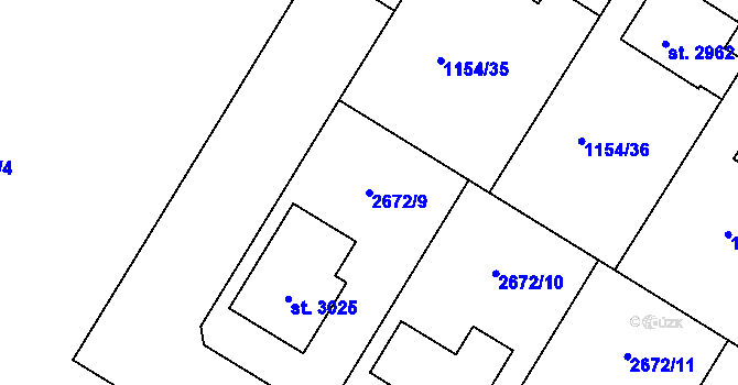 Parcela st. 2672/9 v KÚ Bohdalice, Katastrální mapa
