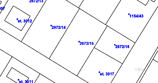 Parcela st. 2672/15 v KÚ Bohdalice, Katastrální mapa