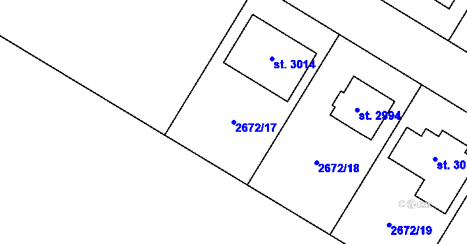 Parcela st. 2672/17 v KÚ Bohdalice, Katastrální mapa