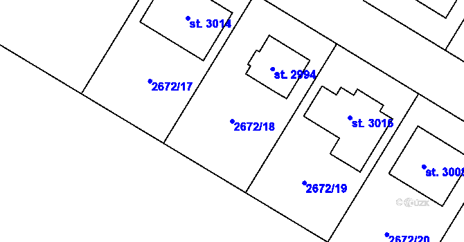 Parcela st. 2672/18 v KÚ Bohdalice, Katastrální mapa