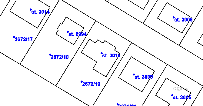 Parcela st. 3016 v KÚ Bohdalice, Katastrální mapa