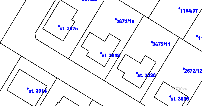 Parcela st. 3019 v KÚ Bohdalice, Katastrální mapa