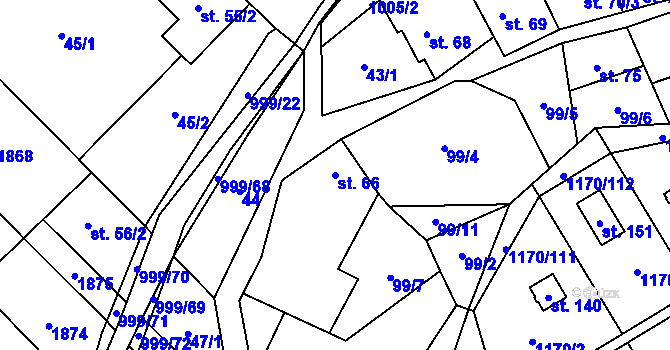 Parcela st. 66 v KÚ Pavlovice, Katastrální mapa
