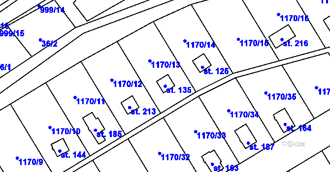 Parcela st. 135 v KÚ Pavlovice, Katastrální mapa