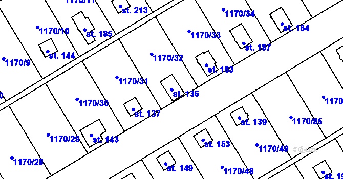 Parcela st. 136 v KÚ Pavlovice, Katastrální mapa