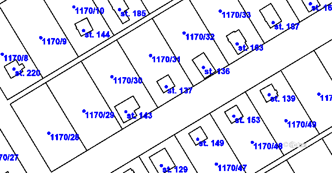 Parcela st. 137 v KÚ Pavlovice, Katastrální mapa
