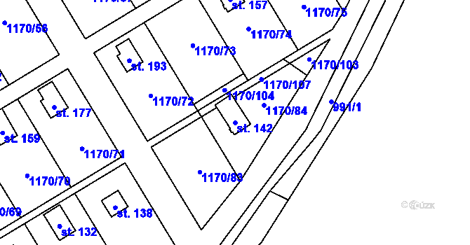 Parcela st. 142 v KÚ Pavlovice, Katastrální mapa