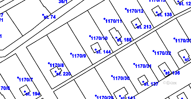 Parcela st. 144 v KÚ Pavlovice, Katastrální mapa