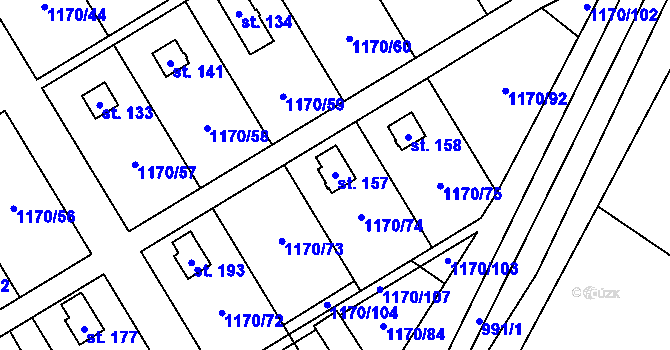 Parcela st. 157 v KÚ Pavlovice, Katastrální mapa