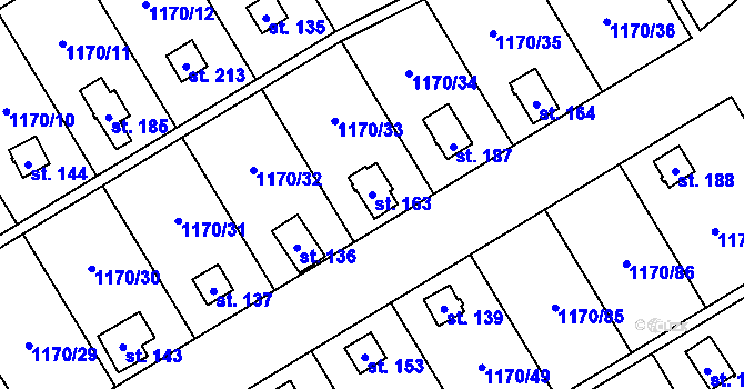 Parcela st. 163 v KÚ Pavlovice, Katastrální mapa