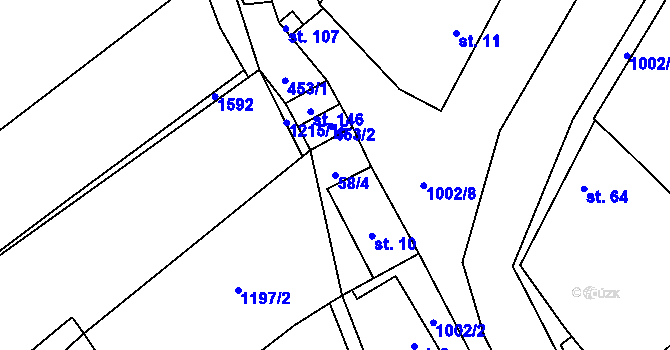 Parcela st. 58/4 v KÚ Pavlovice, Katastrální mapa