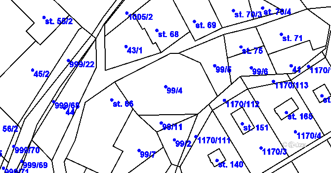 Parcela st. 99/4 v KÚ Pavlovice, Katastrální mapa