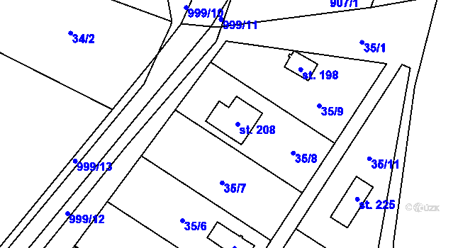 Parcela st. 208 v KÚ Pavlovice, Katastrální mapa