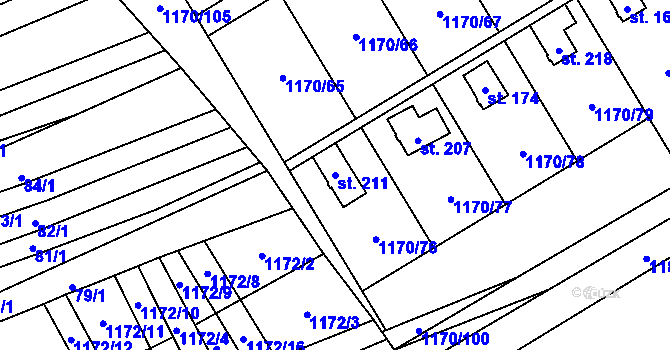 Parcela st. 211 v KÚ Pavlovice, Katastrální mapa