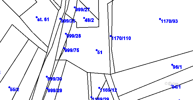 Parcela st. 51 v KÚ Pavlovice, Katastrální mapa
