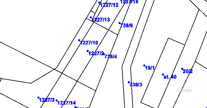Parcela st. 738/4 v KÚ Pavlovice, Katastrální mapa