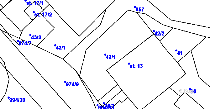 Parcela st. 42/1 v KÚ Bohdalín, Katastrální mapa