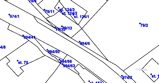 Parcela st. 994/6 v KÚ Bohdalín, Katastrální mapa