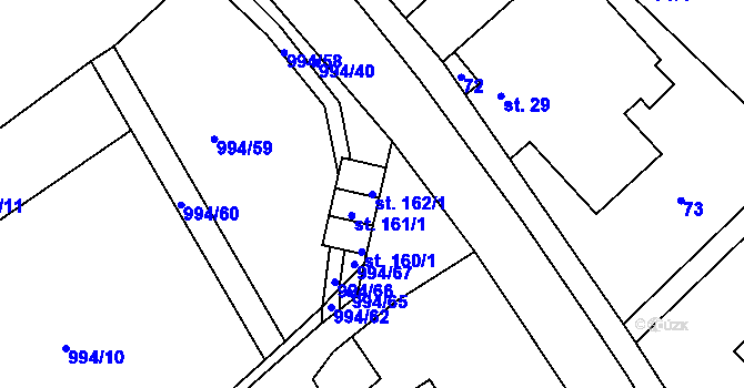 Parcela st. 162/1 v KÚ Bohdalín, Katastrální mapa