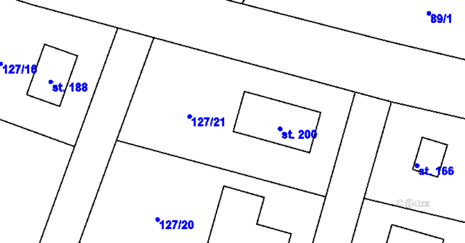 Parcela st. 127/21 v KÚ Bohdalín, Katastrální mapa