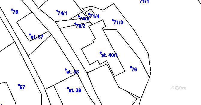 Parcela st. 40/1 v KÚ Bohdalov u Městečka Trnávky, Katastrální mapa